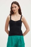 United Colors of Benetton top din bumbac culoarea negru