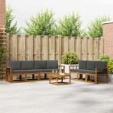 vidaXL Set de canapele de exterior cu pernă 8 pcs Natural și Antracit 3366125