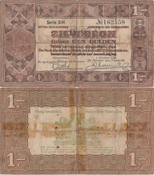 1938 (1 Octombrie), 1 Gulden (P-61a.2) - Țările de Jos