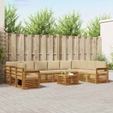 vidaXL Seturi de canapele 11 pcs Natural și Bej Lemn Solid de Acacia 3375588