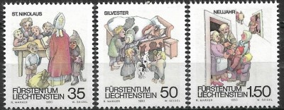 B0825 - Lichtenstein 1990 - Iarna 3v. neuzat,perfecta stare foto