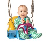 Outsunny Scaun de Leagan 3 in 1 pentru Copii, Leagan pentru Copii pentru Bebelusi pana la Copii, cu Spatar Detasabil si Bara in T, Franghie Reglabila,