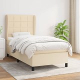 VidaXL Pat box spring cu saltea, crem, 80x200 cm, textil