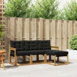vidaXL Set de canapele de exterior cu pernă 4 pcs Natural și Negru 3368539