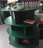 Corp cu trei rafturi, din MDF, cu rotile, culoare verde inchis