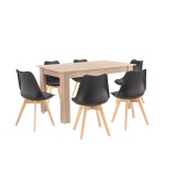 Cumpara ieftin Set de masă Zara 6+1 negru-stejar Sonoma