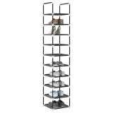 VidaXL Suport pantofi 10 niveluri negru 33x33x174 cm țesătură nețesă