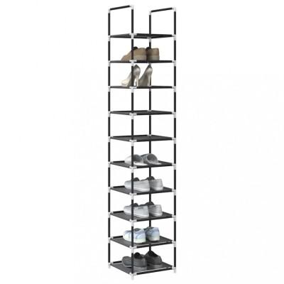 Gossi suport pantofi 10 niveluri negru 33x33x174 cm tesatura netesa foto