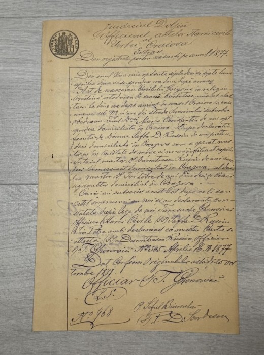 Document vechi, anul 1897