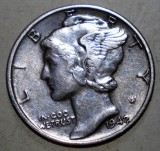 C.053 USA SUA WWII MERCURY 1 ONE DIME 1945 ARGINT