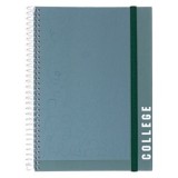 Caiet Spirala College, 4 Subiecte, Culoare Gri-Verde, Dimensiune B5, 128 File, Coperta Dura, Elastic Inclus, CMCLASS
