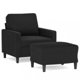 Cumpara ieftin Fotoliu canapea cu taburet, negru, 60 cm, catifea