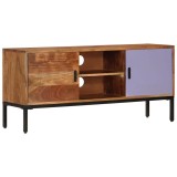 Cumpara ieftin Comoda TV, maro miere/gri, 110x30x50 cm, lemn masiv de acacia