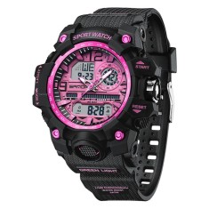 Ceas Copii Sanda 3353 Negru-Roz, Design Sport, Digital, Functii Multiple, Rezistent la Apa 5ATM