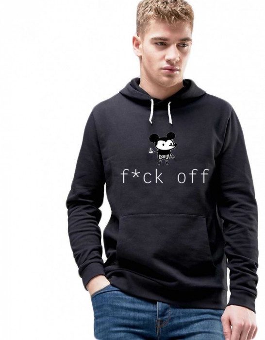 Hanorac Barbati Negru - f*ck off Mickey Mouse - M