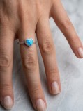 Cumpara ieftin Inel Reglabil din Argint 925 Eternal Heart, cu Opal Albastru si Cristale