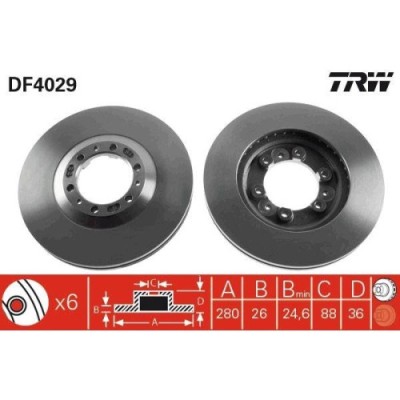 Set discuri frana Isuzu: Trooper 2 (Ub), Trooper III; Opel: Frontera A (U92), Frontera B (U99), Monterey A (M92)., punte fata, 280x26, ventilat, TRW foto