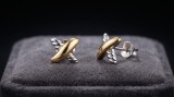 Cercei Argint 925 Bicolori Design X Rasucit - 8mm - Atcom