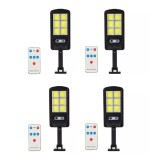 Cumpara ieftin Set 4 Lampi Solare BZRSH 6COB 96 LED, 50W, 3 Moduri Iluminare, Senzor Miscare, Telecomanda, Rezistent la Apa