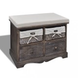 VidaXL Bancă de depozitare, maro, 62x33x42 cm, lemn de paulownia