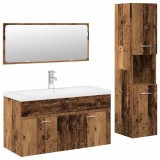 Cumpara ieftin Set mobilier de baie, 4 piese, lemn vechi, lemn prelucrat