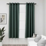 vidaXL Perdele opace aspect p&acirc;nză cu ocheți 2 buc. verde 140x175 cm