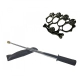 Cumpara ieftin Set baston telescopic flexibil argintiu, maner cauciuc, 47 cm si box craniu negru