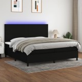 Cumpara ieftin Pat cu arcuri, saltea și LED, negru, 200x200 cm, textil
