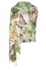 Esarfa cu fluturi din material tip casmir, Dacali, verde deschis, 185 x 75 cm, Marime universala