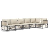 Cumpara ieftin Set sezlonguri de gradina 6 piese cu perne, antracit, poliratan