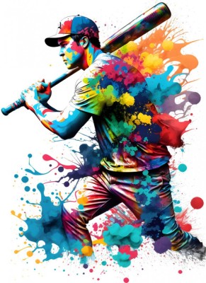 Sticker decorativ, Jucator Baseball, Turcoaz, 82 cm, 1335STK-3 foto