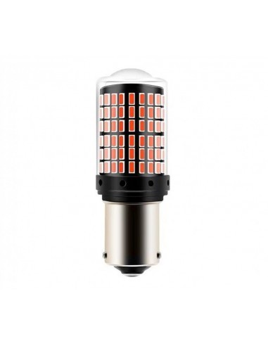 Led auto Canbus Portocaliu, PY21W, BAU15S, 144 SMD, 12V