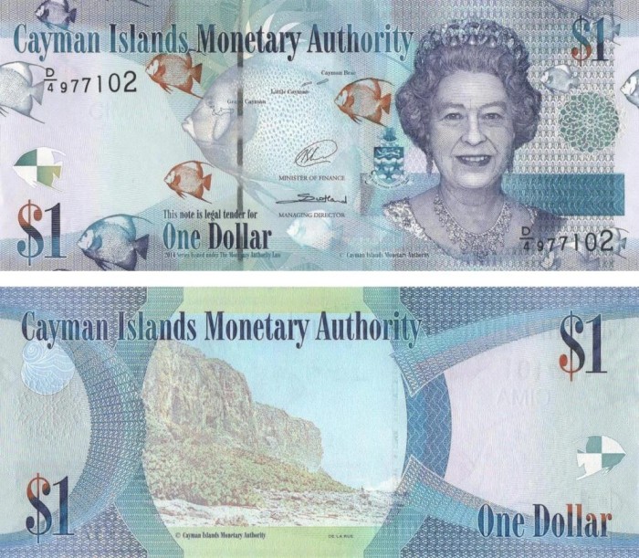 !!! CAYMAN ISLANDS - 1 DOLAR 2014 - P 38 d1 - UNC / PREFIX FOARTE RAR D/4