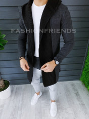 Cardigan barbati gri inchis slim fit ZR T3607 foto