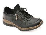 Pantofi RIEKER negri, N32G0, din piele naturala