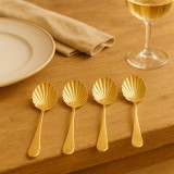 Set 4 linguri aurii cu finisaj scoica