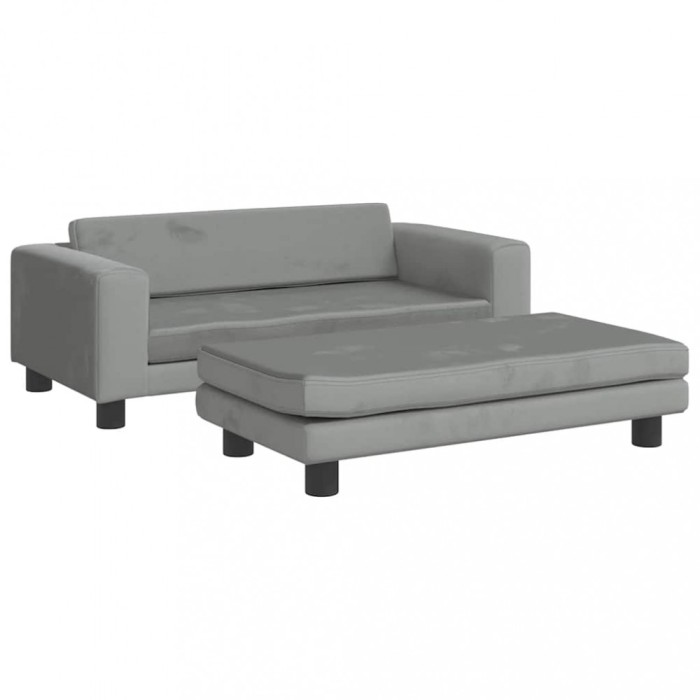 Pat pentru caini cu extensie, gri deschis, 100x50x30 cm catifea