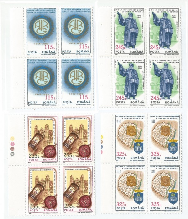 |Romania, LP 1330/1993, Aniversari - Evenimente, bloc 4, MNH