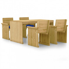 vidaXL Set mobilier de grădină cu perne, 5 piese, lemn de pin tratat foto