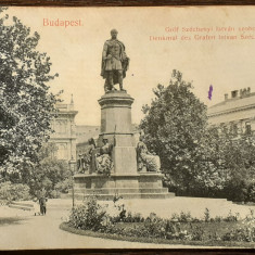 (119) CARTE POSTALA UNGARIA - BUDAPESTA - STATUIA GROF SZECHENYI ISTVAN