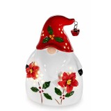 Figurina Mos Craciun portelan multicolor cu led cm 9,5 x 8 x 16 H