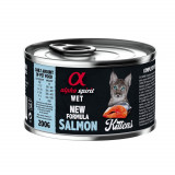 Conserva de hrana umeda Premium pentru pisica Alpha Spirit, 94% carne de somon si legume, 200 g, Primal Spirit