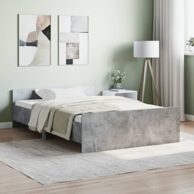 Cadru de pat cu tablie la cap/picioare, gri beton, 120x200 cm GartenMobel Dekor foto