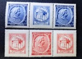 Boemia și Moravia 1941 Aniversare W.A. Mozart Set 2 Tripticuri Orizontale (2.50K Albastru și 1.20K Roșu) MNH Neștampilat - A0029