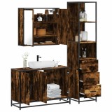 Gossi set mobilier de baie, 3 piese, stejar fumuriu, lemn prelucrat