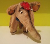 (X) Elefant de circ, jucarie vintage, din mohair, de colectie, Germania