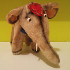 (X) Elefant de circ, jucarie vintage, din mohair, de colectie, Germania