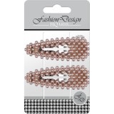 Set 2 Agrafe Par Top Choice, Clame Metalice Maro cu Perle Roz, 7.5cm