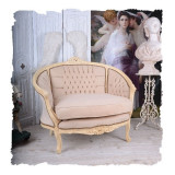 Sofa din lemn masiv alb antichizat si tapiterie din catifea grej CAT559D18, Sufragerii si mobilier salon, Baroc