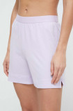 United Colors of Benetton pantaloni scurți din bumbac lounge culoarea violet, neted, high waist